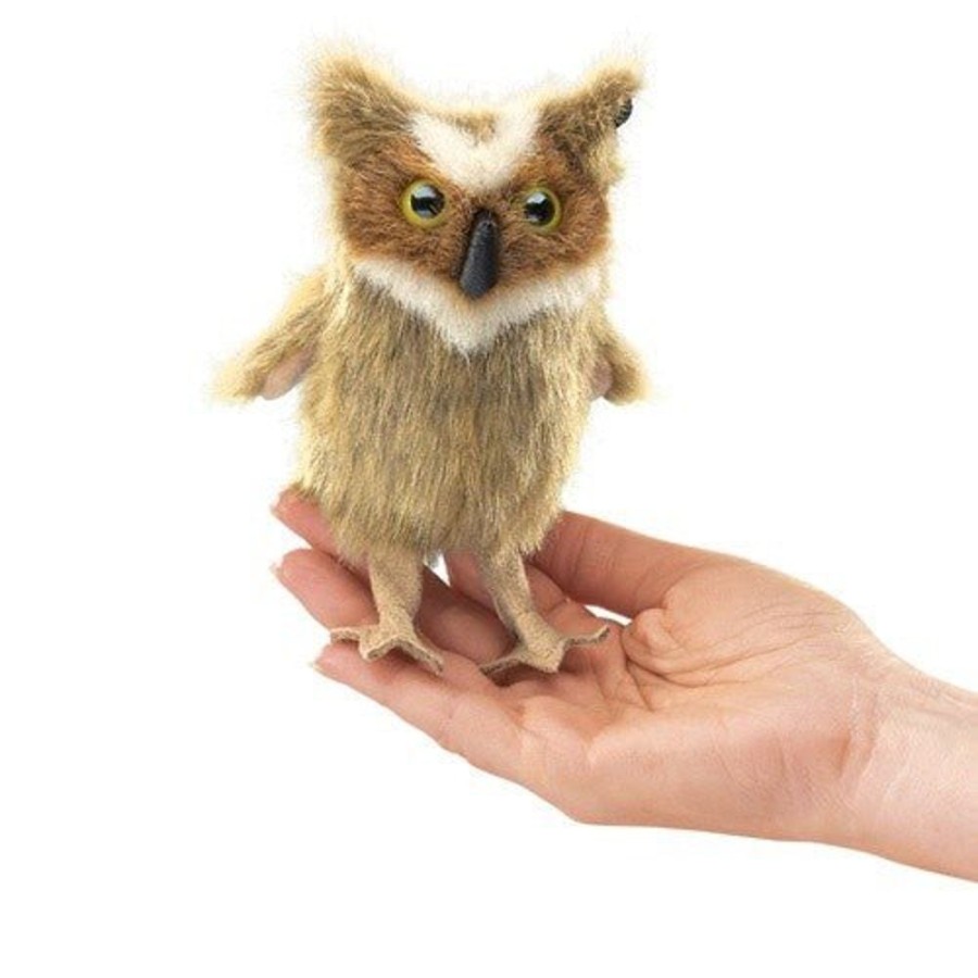 Nursery/Baby Folkmanis Life Like Puppets | Folkmanis Mini Great Horned Owl Finger Puppet