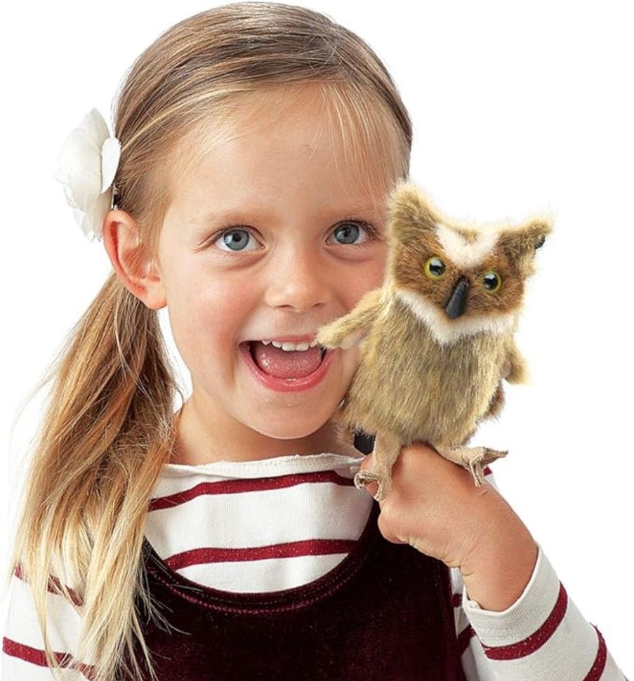 Nursery/Baby Folkmanis Life Like Puppets | Folkmanis Mini Great Horned Owl Finger Puppet