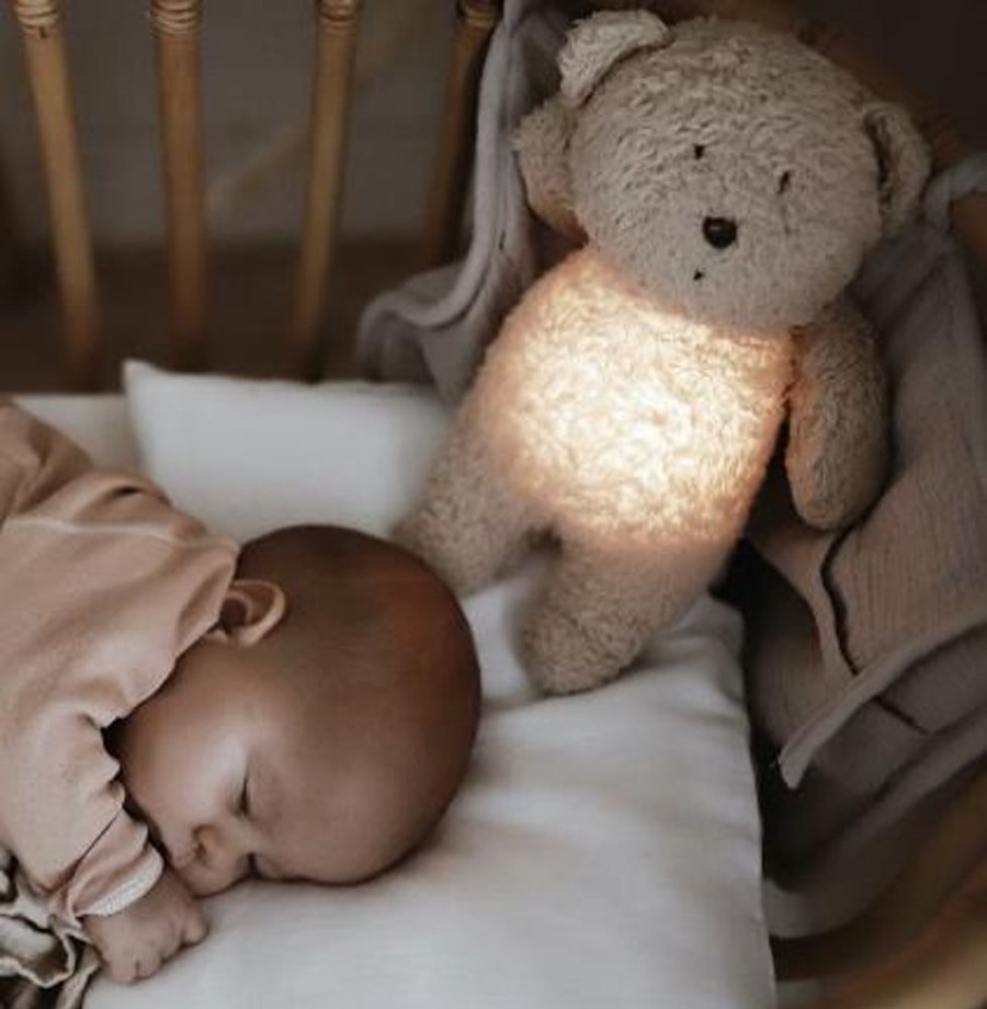 Nursery/Baby Moonie | Grey Organic Humming Bear With Night Light