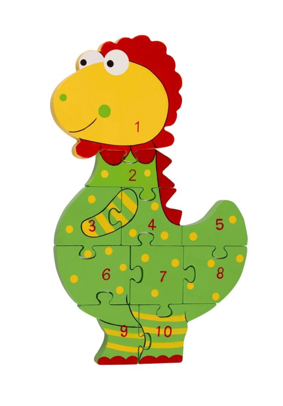 Nursery/Baby Orange Tree Toys | Orange Tree Wooden Dinosaur Number Puzzle