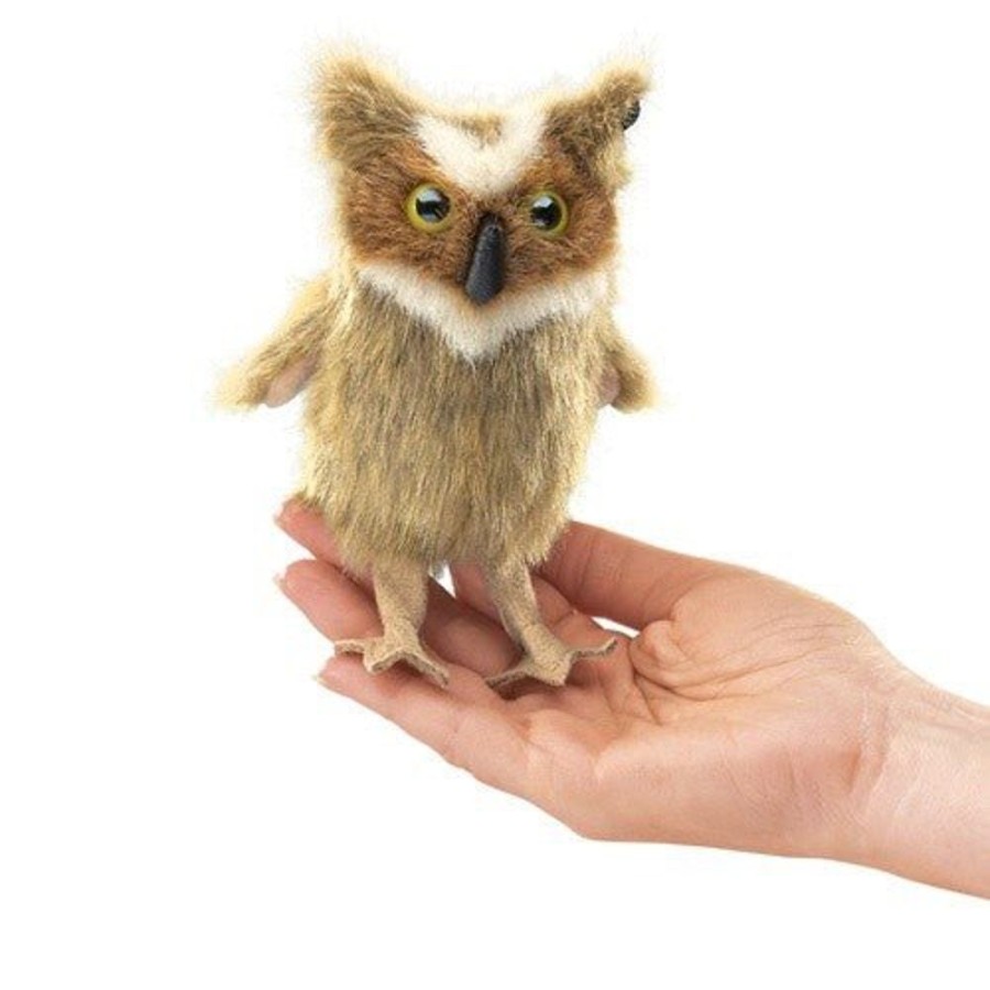 Nursery/Baby Folkmanis Life Like Puppets | Folkmanis Mini Great Horned Owl Finger Puppet