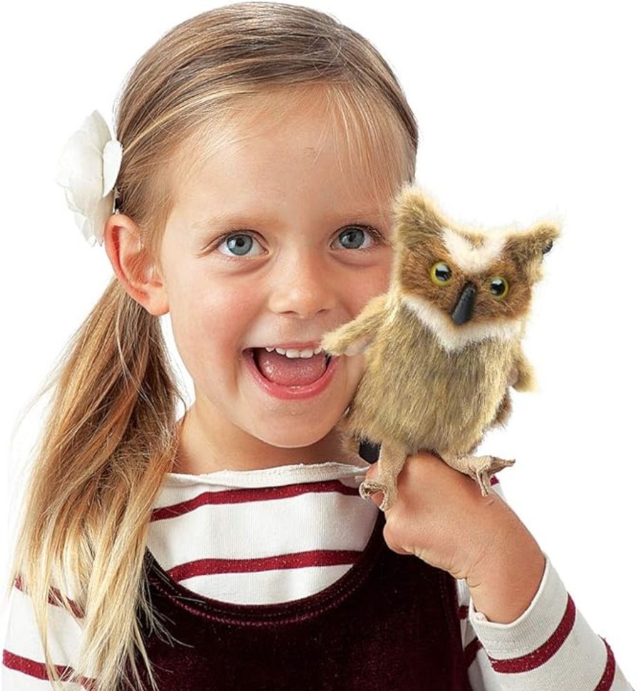 Nursery/Baby Folkmanis Life Like Puppets | Folkmanis Mini Great Horned Owl Finger Puppet