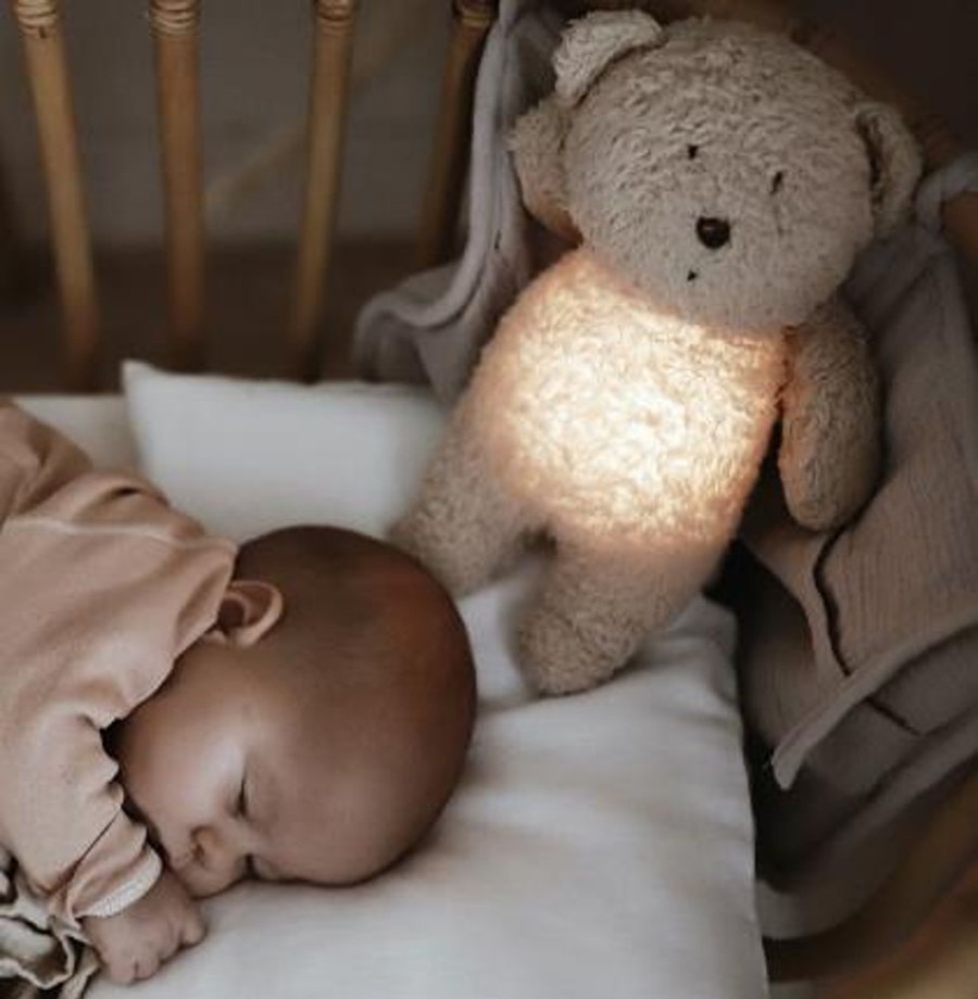 Nursery/Baby Moonie | Grey Organic Humming Bear With Night Light