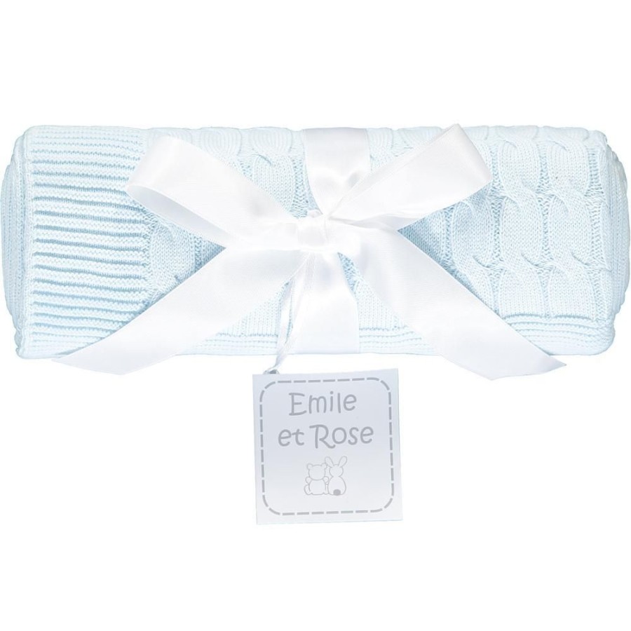 Nursery/Baby Emile et Rose | Emile Et Rose New Style Blue Knitted Blanket